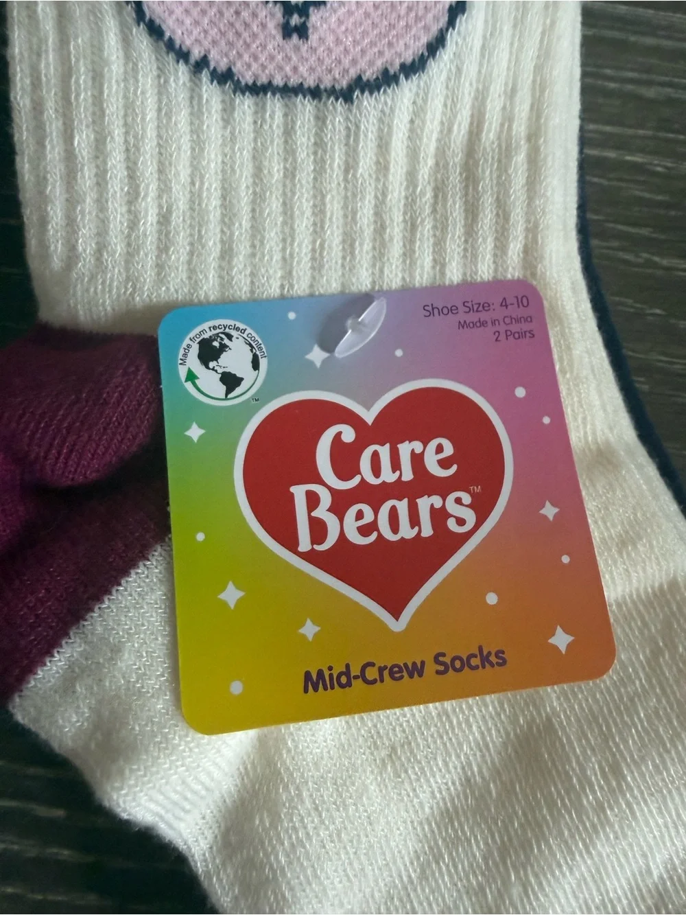 NWT Care Bears Cream mid crew Socks 2 pairs
